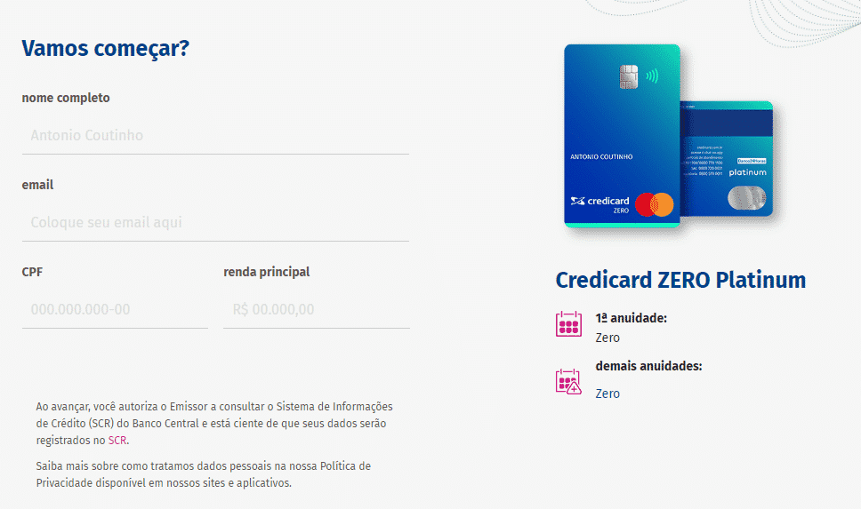 Cart O Credicard Zero Como Pedir O Seu